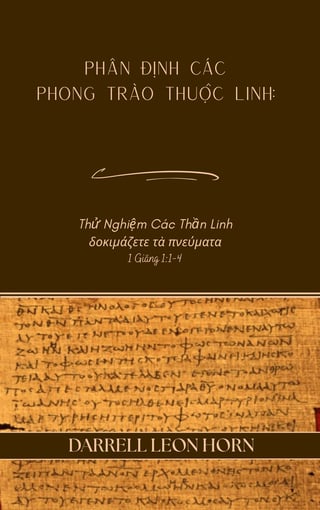 Book cover for Phan Dinh Cac Phong Trao Thuoc Linh by Darrell Leon Horn, featuring ancient manuscript text